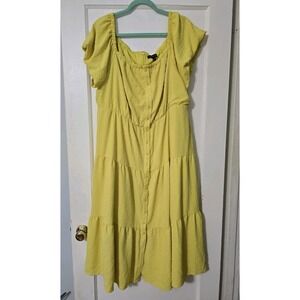 Lane Bryant Yellow Tiered Midi Dress